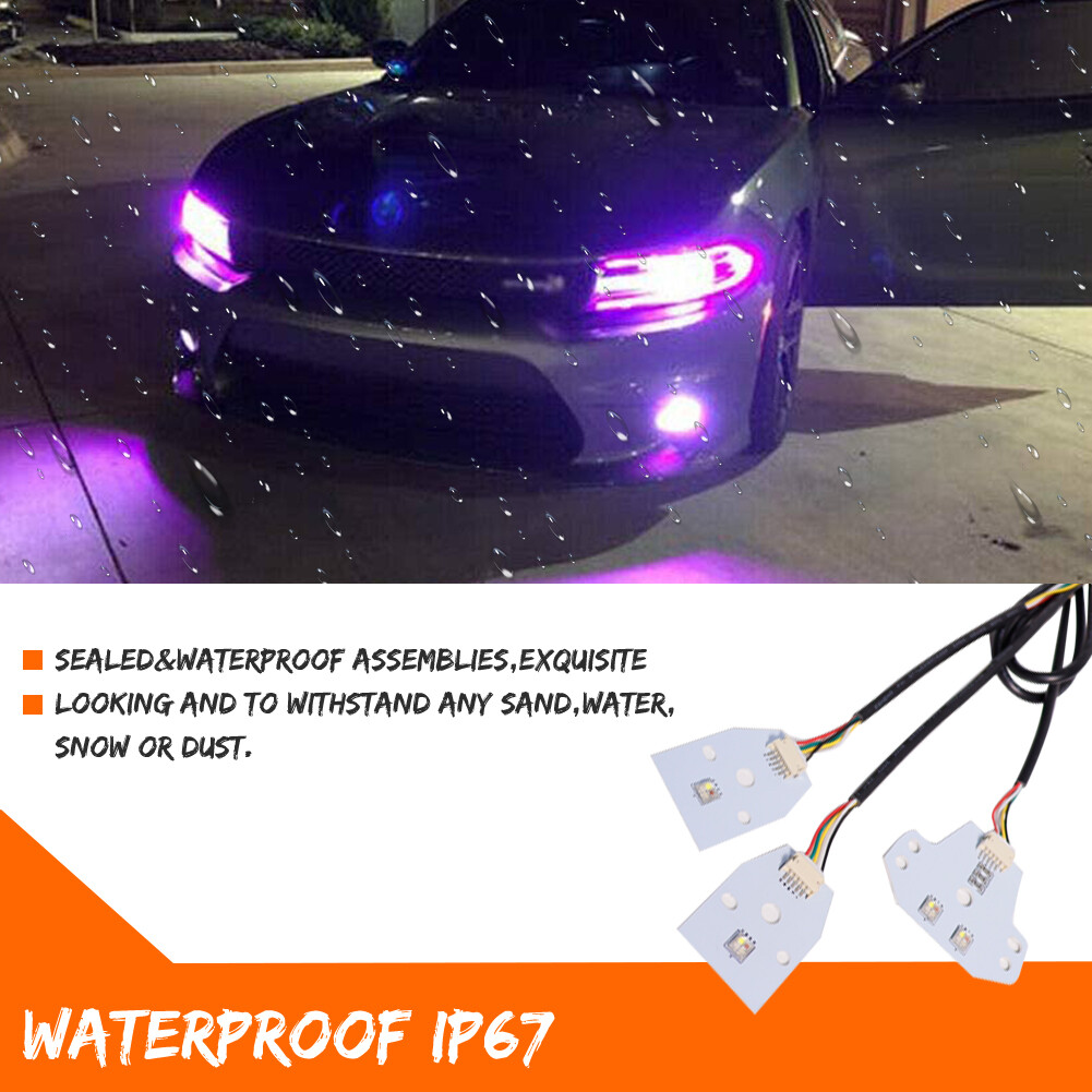 RGBW Multicolor LED Headlight Circuit Board Ambient Lights For 15+ Dodge Charger