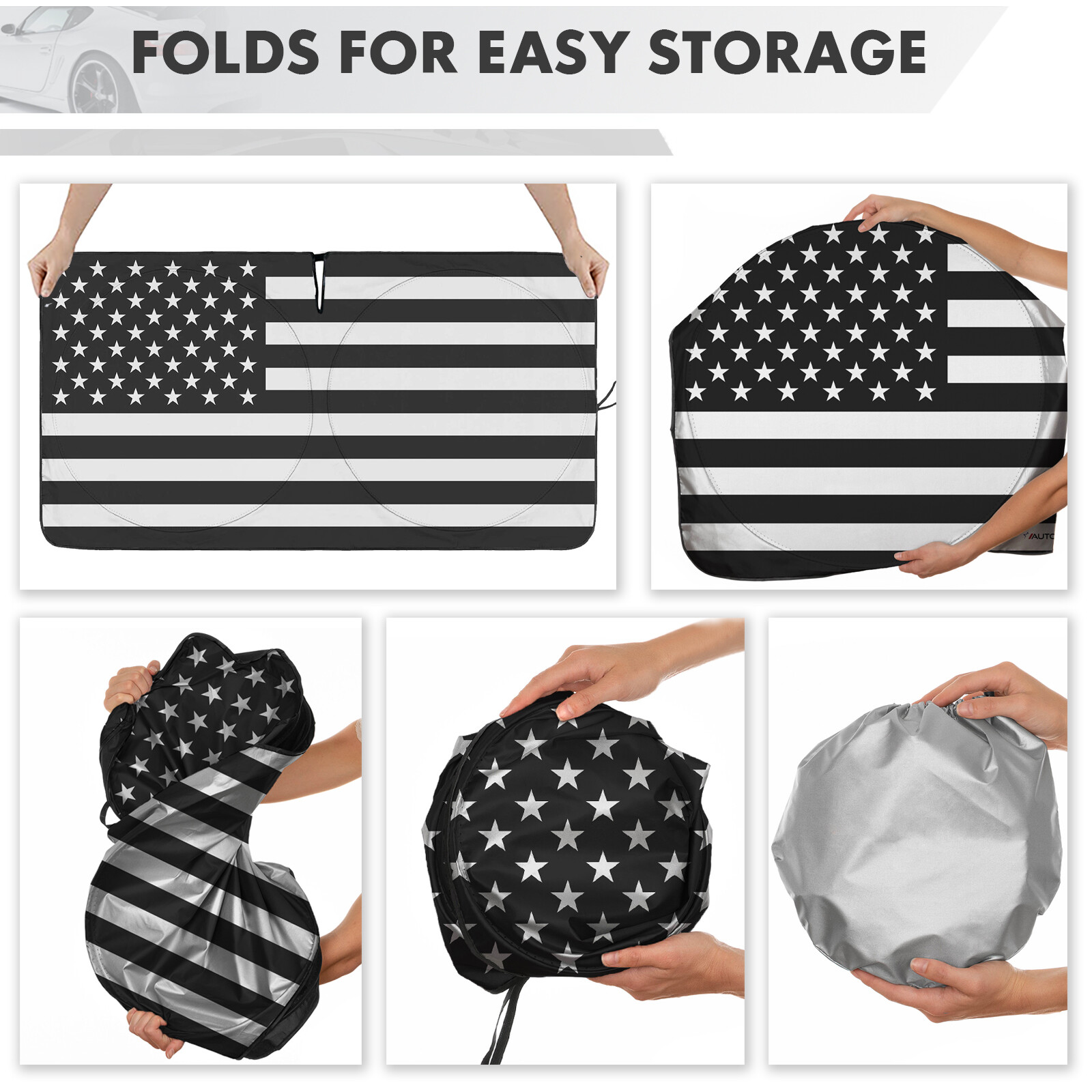 For Ram Accessories Large US Flag Car Windshield Sun Shade Shield Cover Visor