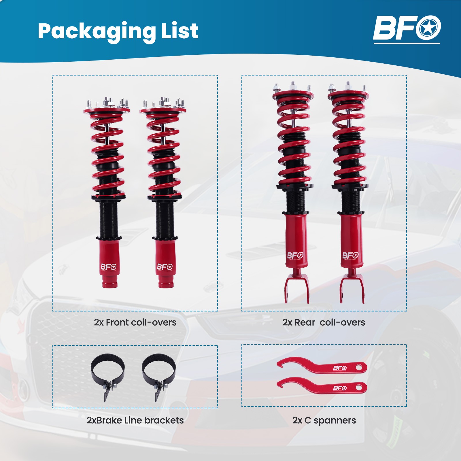 BFO Coilover Lowering Kit For Honda ACCORD 2008-2012 LX SE LX-P Shocks Struts