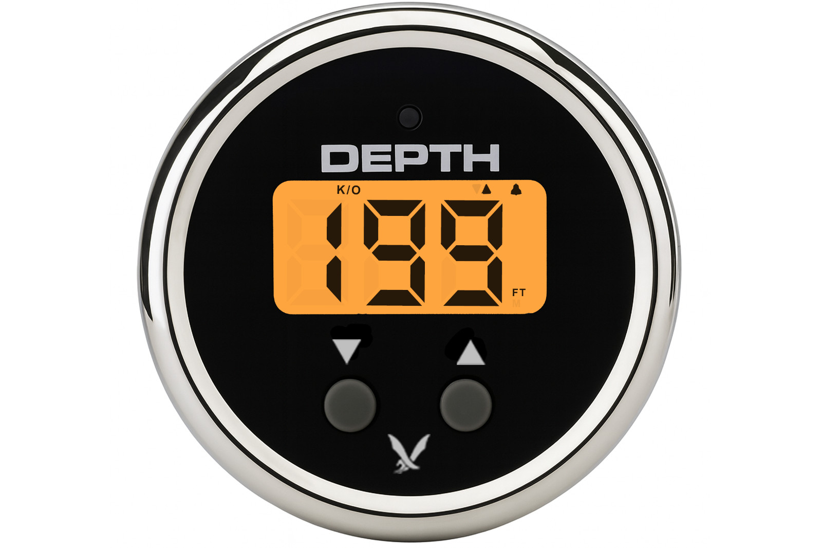 Hawkeye DepthTrax Prism Depth Gauge, Transom Mount Transducer, White Black Silve
