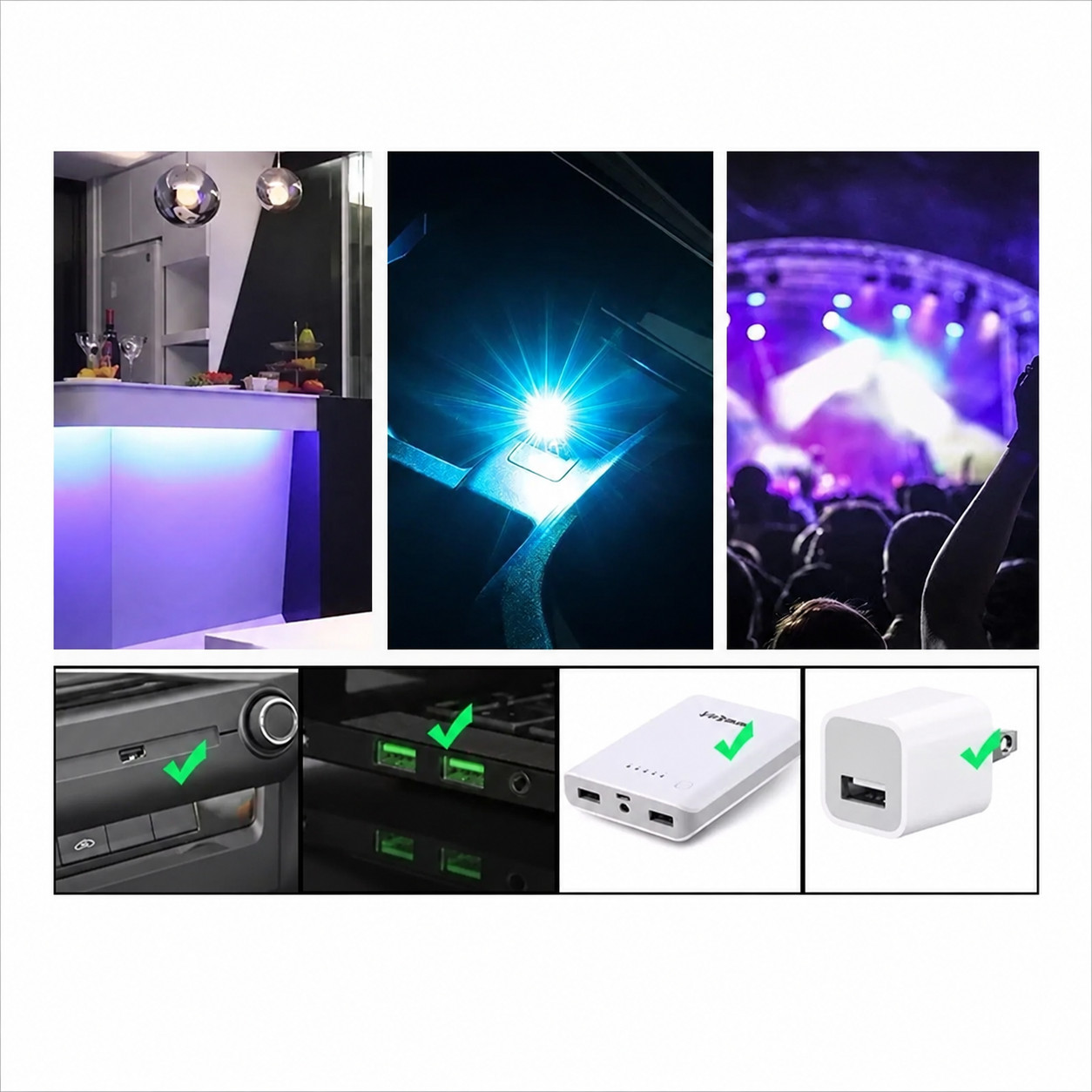 USB Purple LED Mini Car Atmosphere Light Cigarette Lighter Interior Decor Light