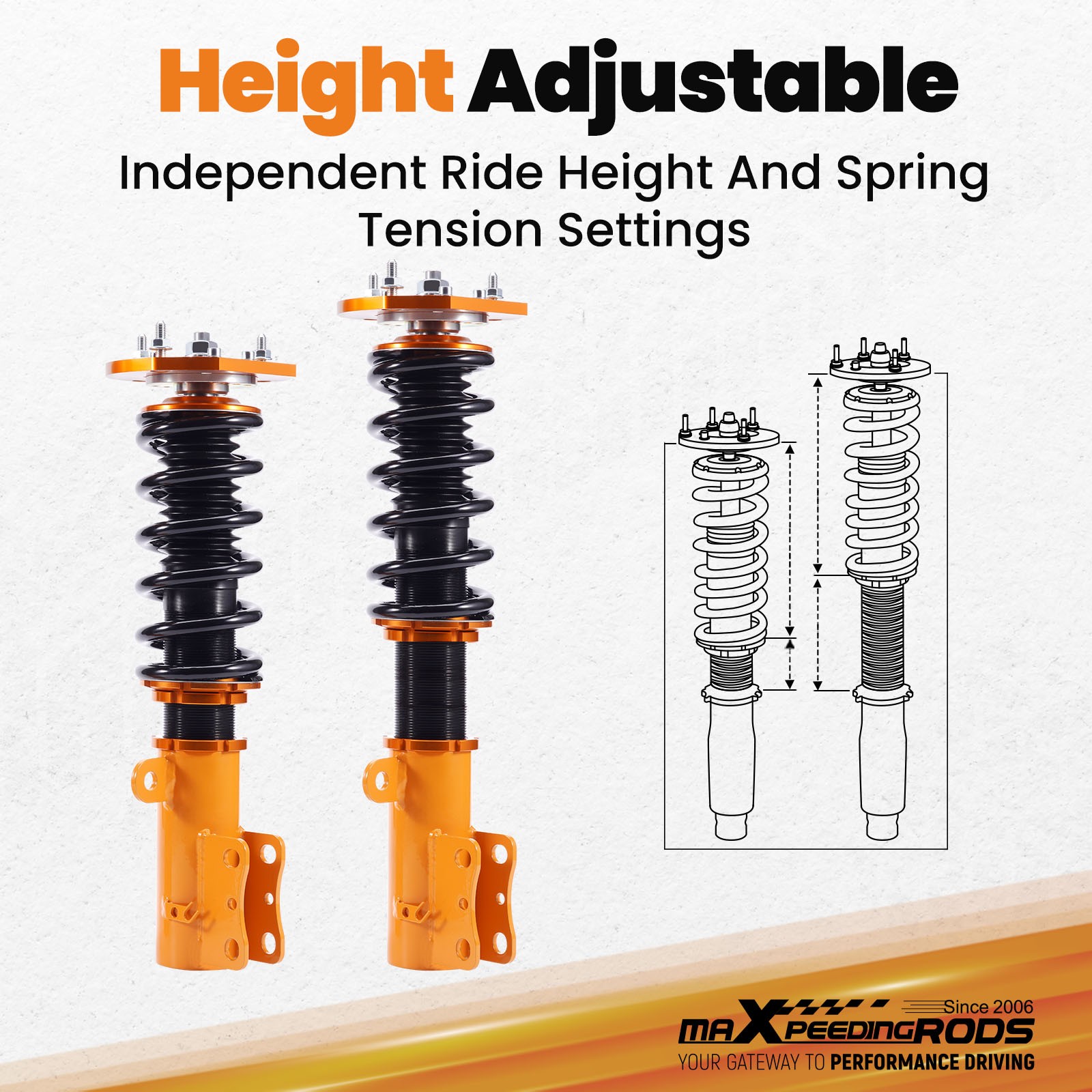 Maxpeedingrods Coilover Suspension Kits For Chevrolet Cobalt 05-10 Adj. Height