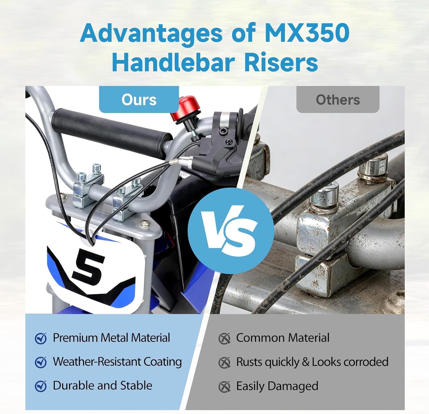 7/8″ 22mm Handlebar Risers For Razor MX350 MX400 ZR350 MX650 MX500 SX350 SX500