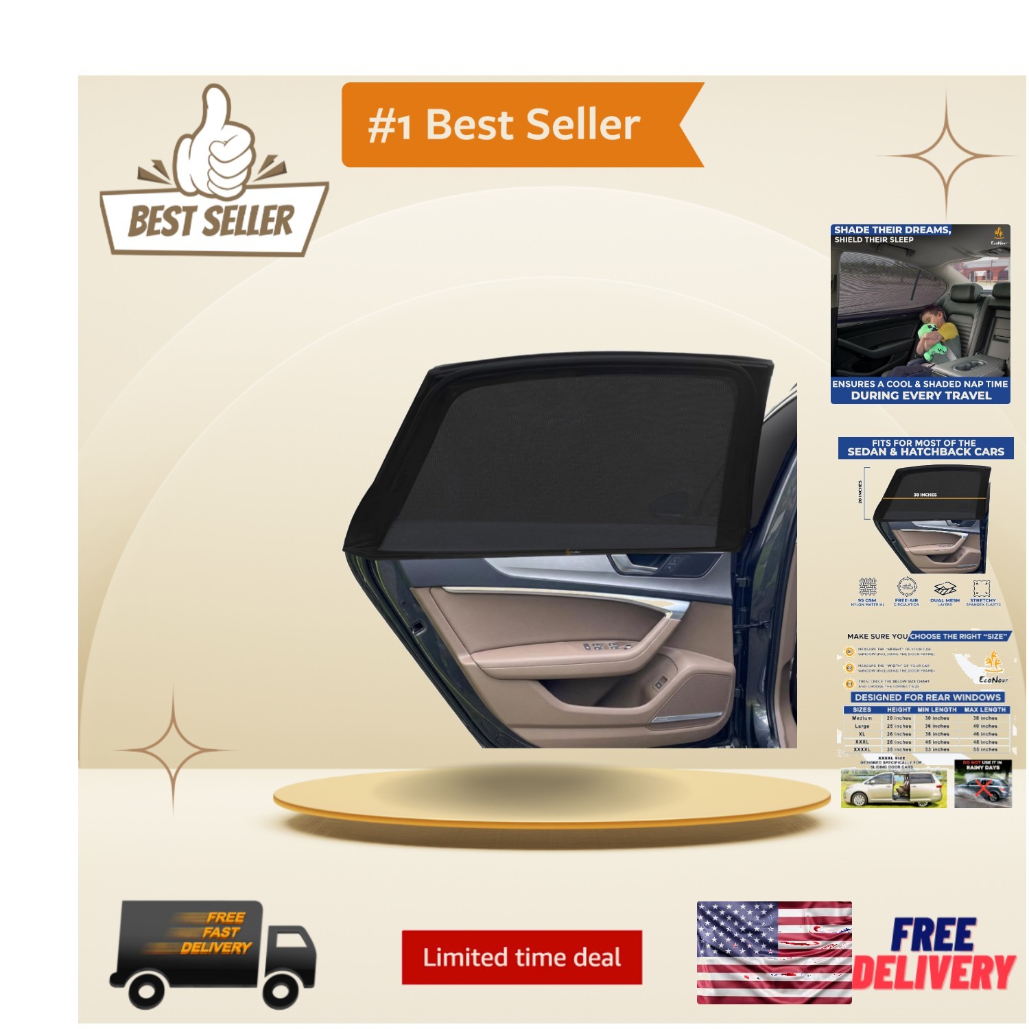 Durable Mesh Car Window Covers | 100% UV & Insect Protection | Ideal for Travel