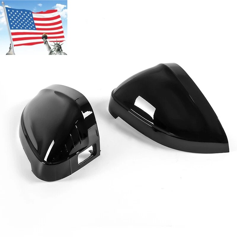 2PCS Black Mirror Cover Caps Fit Audi A4 B9 S4 A5 S5 RS5 2016+ W/ Lane Assist