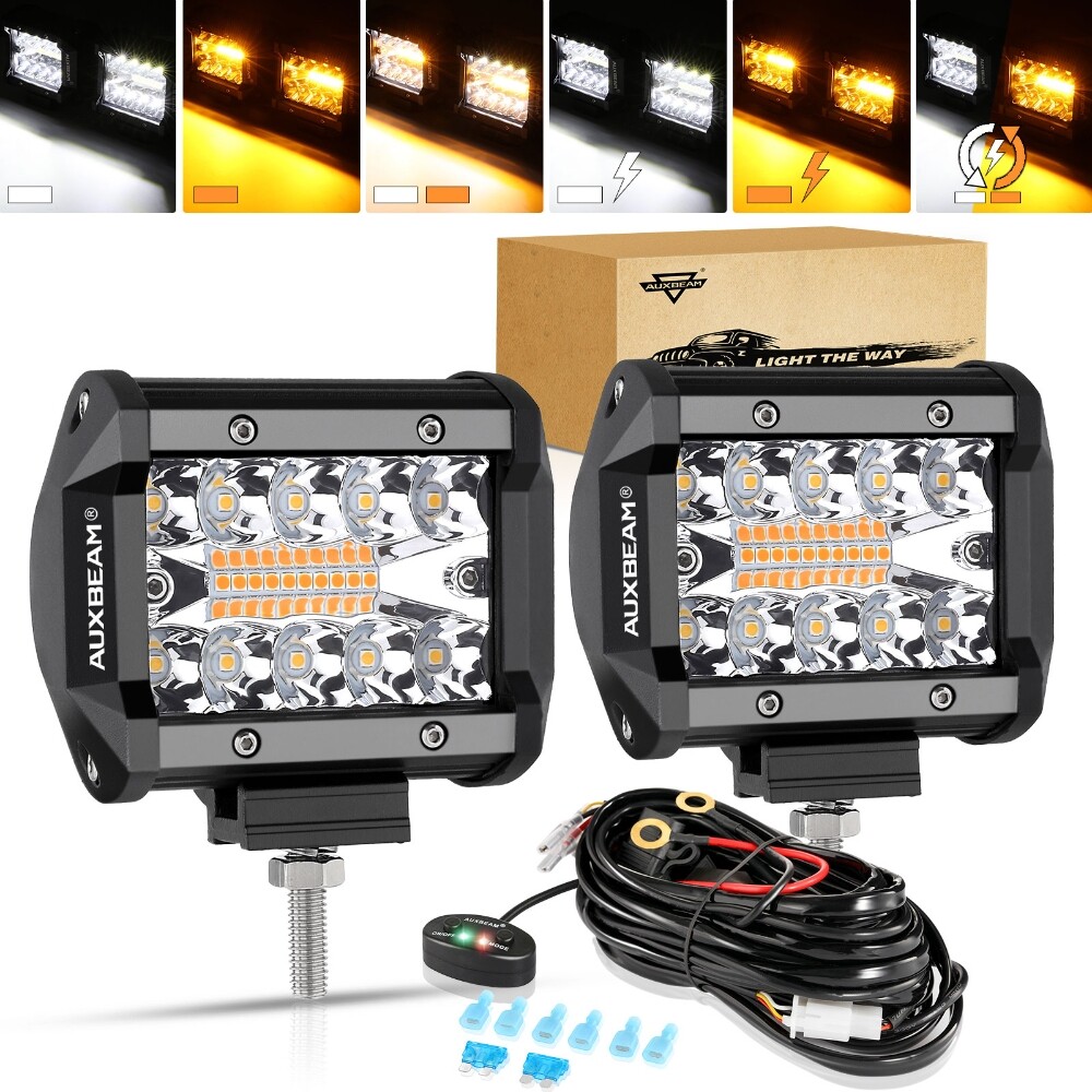 AUXBEAM 4″ INCH LED PODS WORK LIGHT BAR SPOT BEAM DRIVING OFFROAD SUV ATV TRUCK