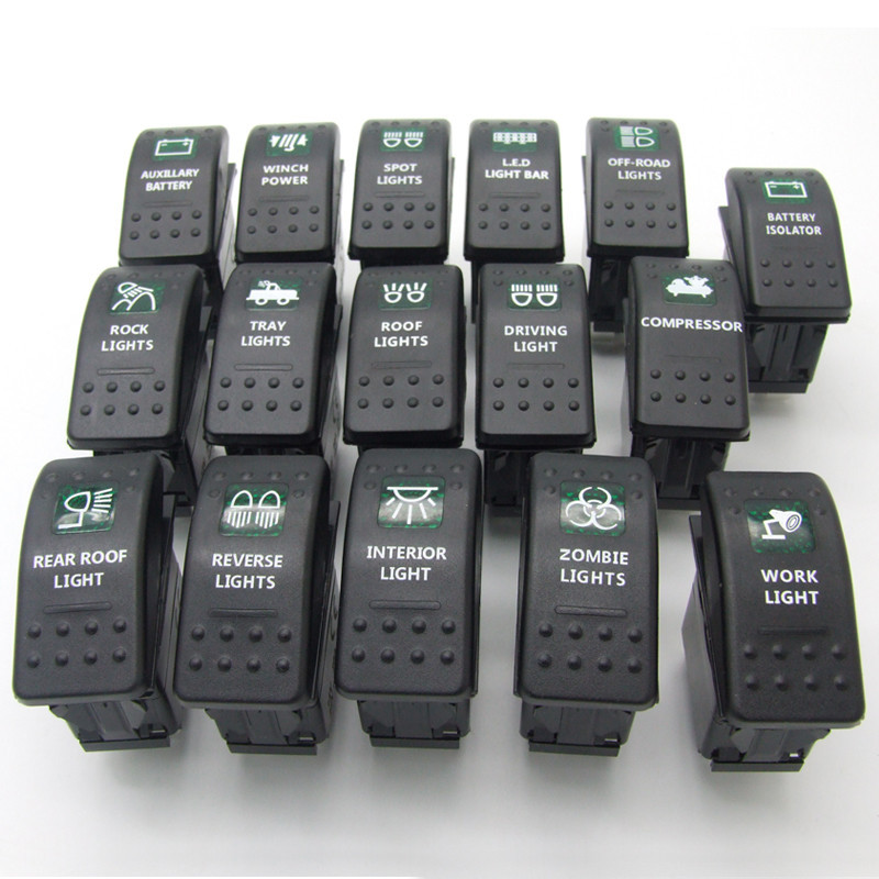ON/OFF Black Bar Carling Rocker Toggle Car Boat Switch LED Light 12V/20A,24V/10A