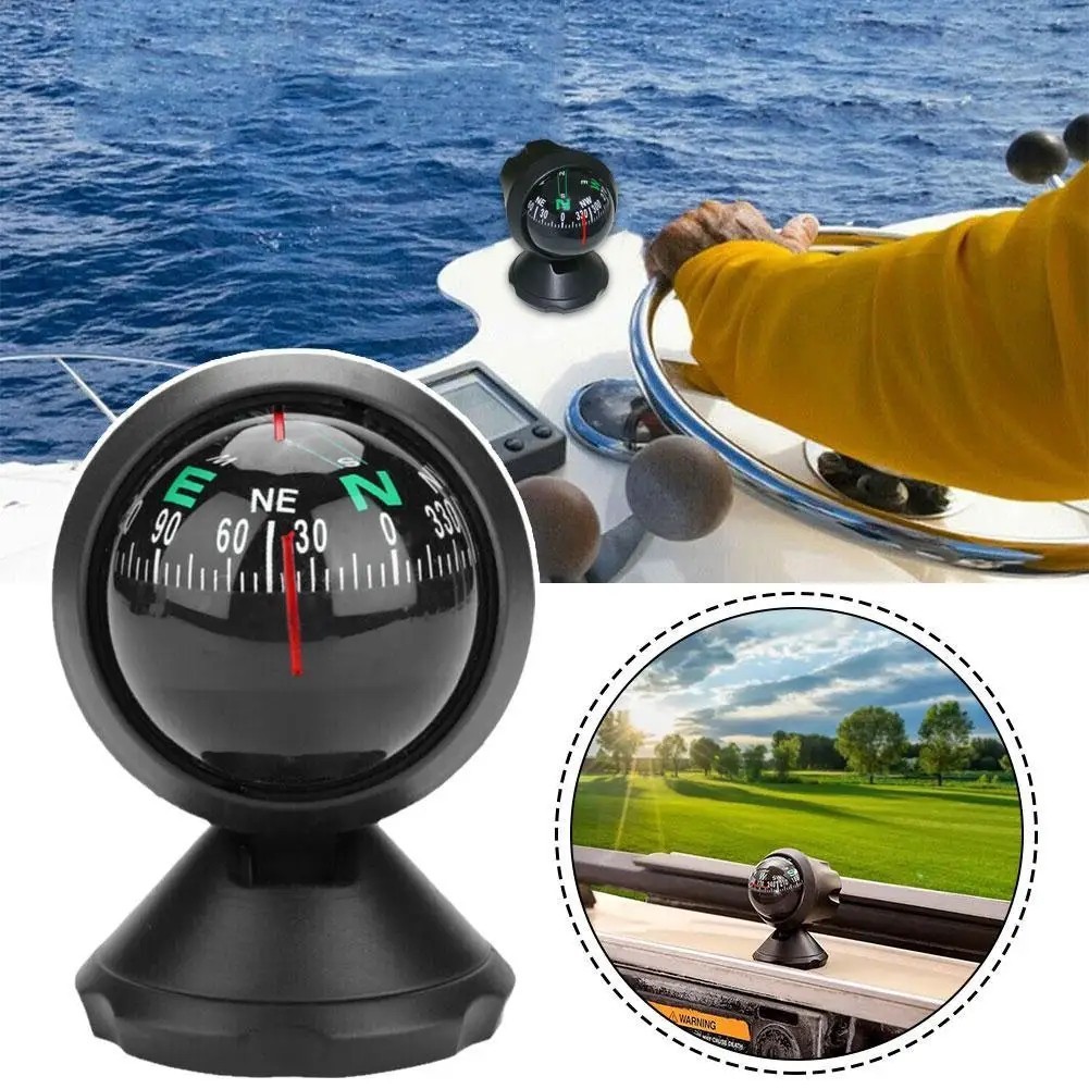 Share Compass for Car with Bottom Stick Car Compass Ball,Adjustible and Night Vi