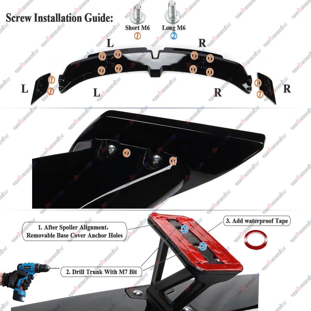 Gloss Black 57″ PRO GT Style Rear Spoiler Wing For Chevy Camaro ZL1 LT LS RS SS