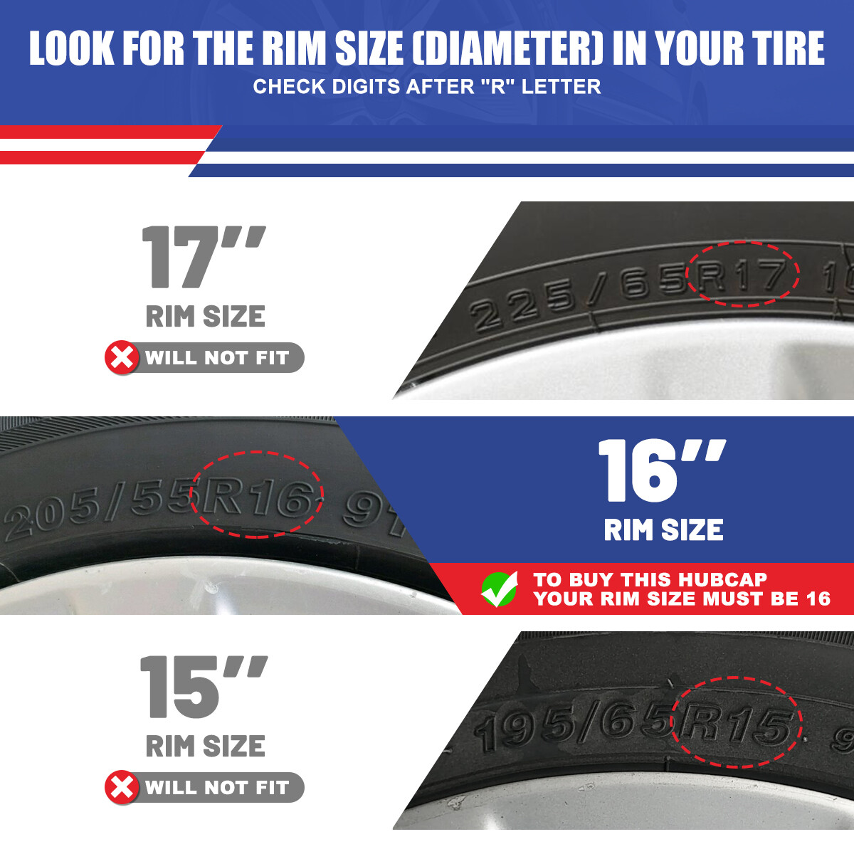 16″ Set of 4 Black Hub Caps Full Rim Wheel Covers for 2006-2011 Honda Civic