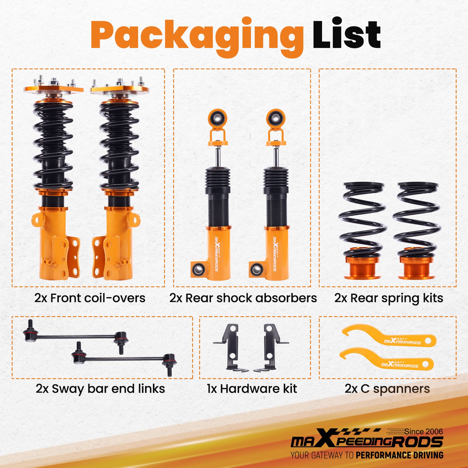 Maxpeedingrods Coilover Suspension Kits For Chevrolet Cobalt 05-10 Adj. Height