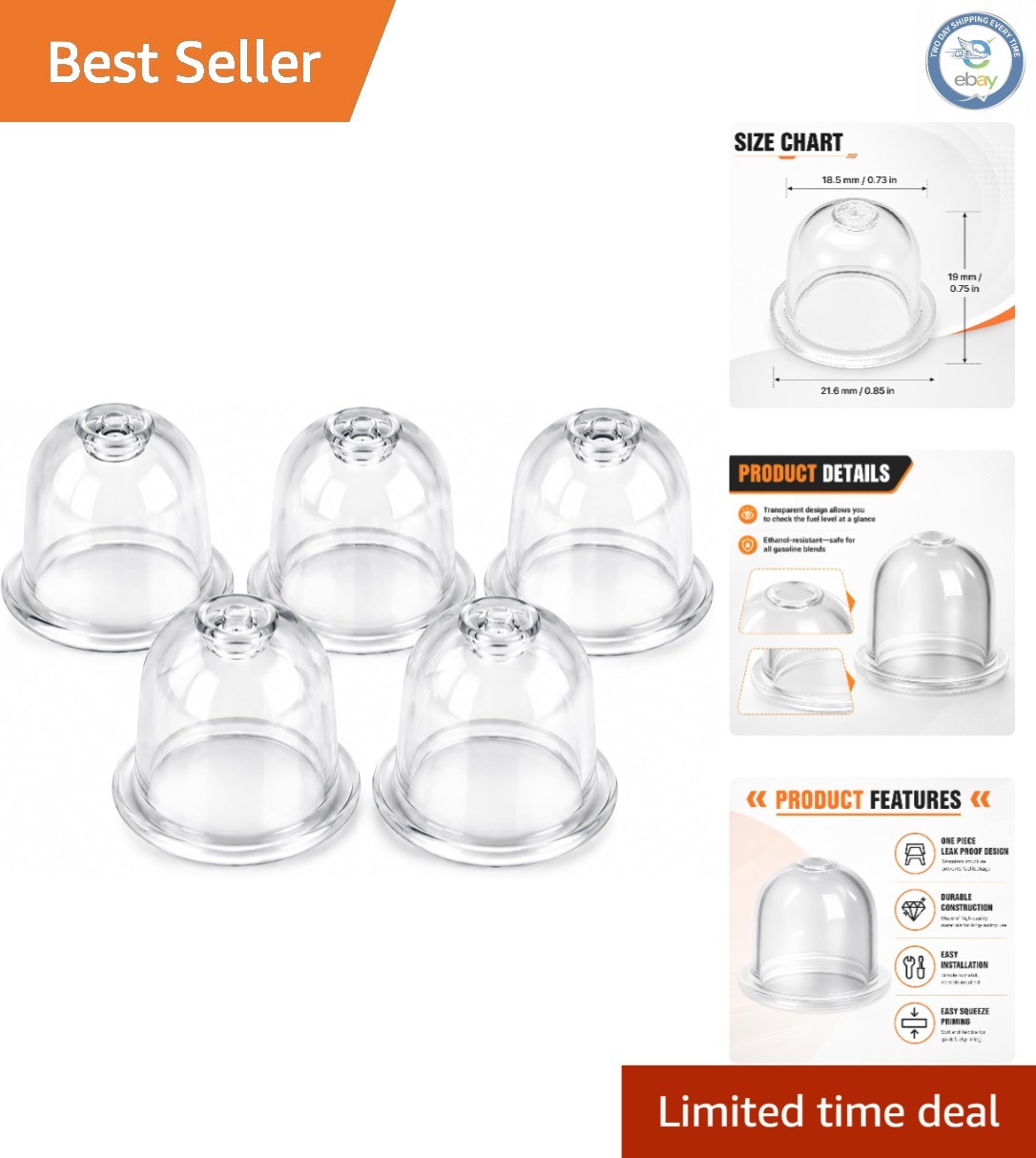 5-Pack Carburetor Primer Bulb for Stihl FS Series & Zama – Reliable Replacement