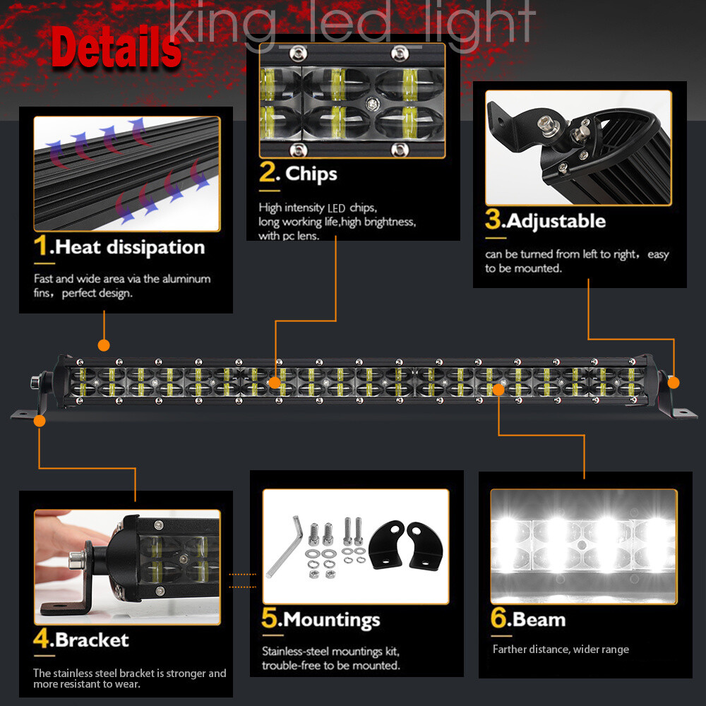 52″ 1200W LED Work Light Bar +4″ Pods Wire Kit For Jeep Wrangler JL Gladiator JT