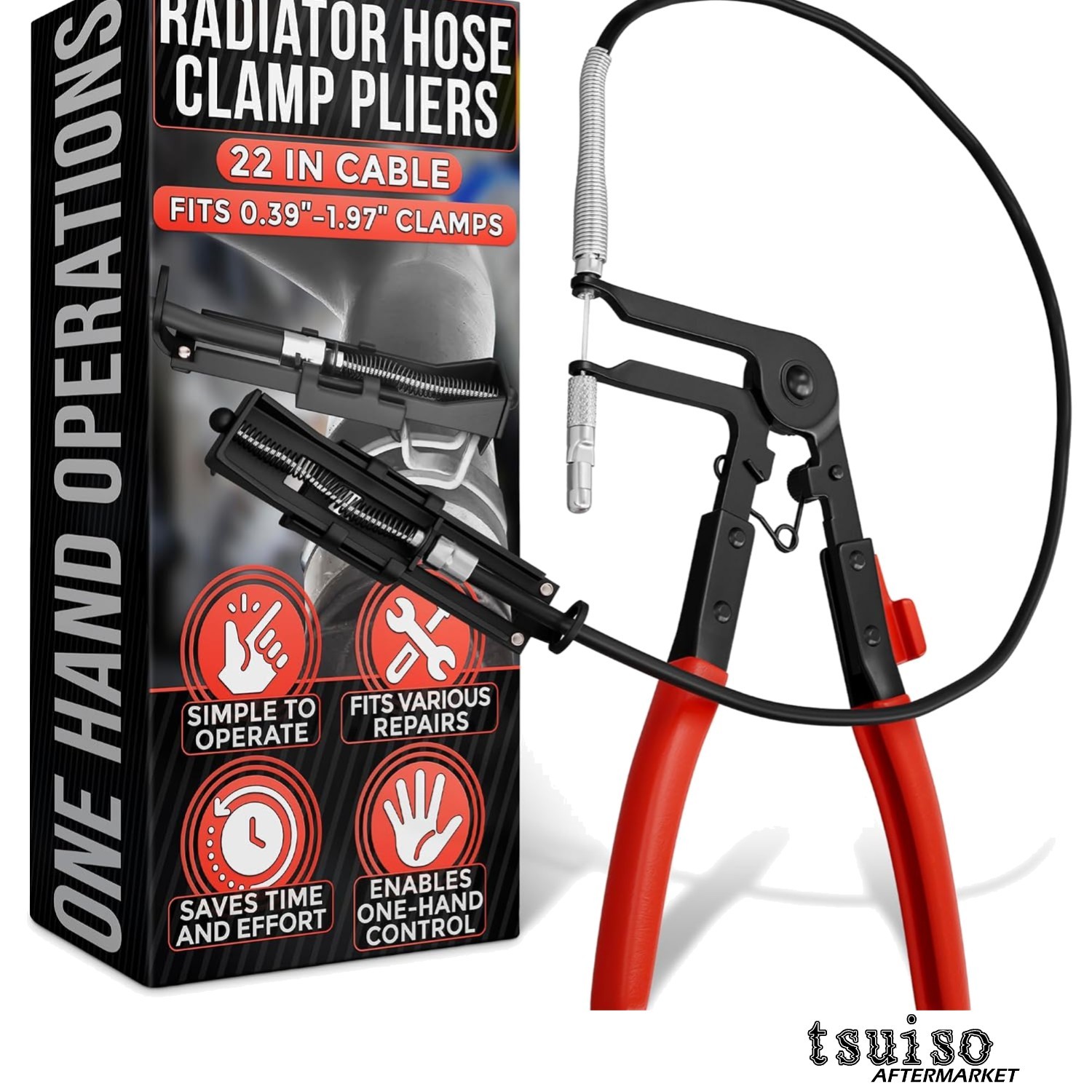 Versatile Radiator Hose Clamp Pliers, Fits 0.39″-1.97″ Clamps, Carbon Steel