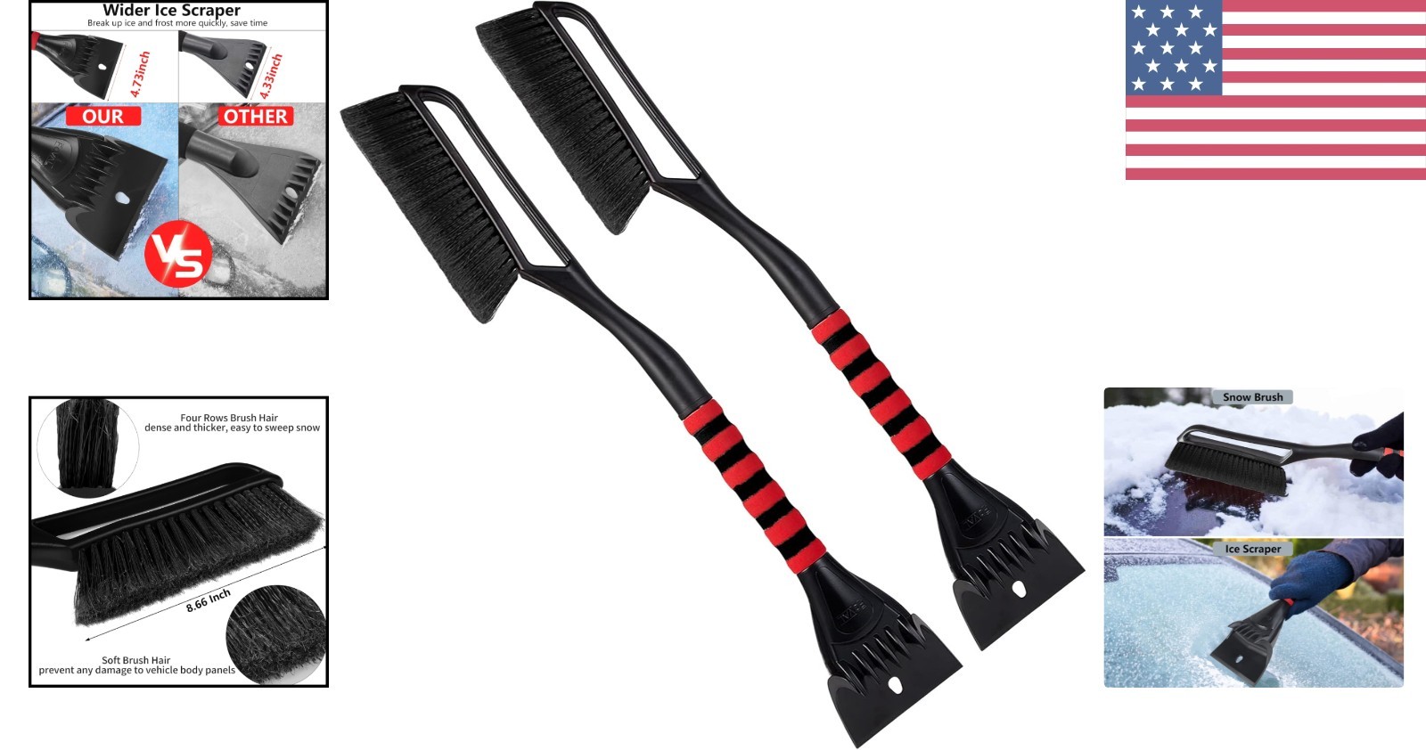 Durable 27″ Snow Brush & Ice Scraper Combo – Perfect for Cars & SUVs – 2 Pack