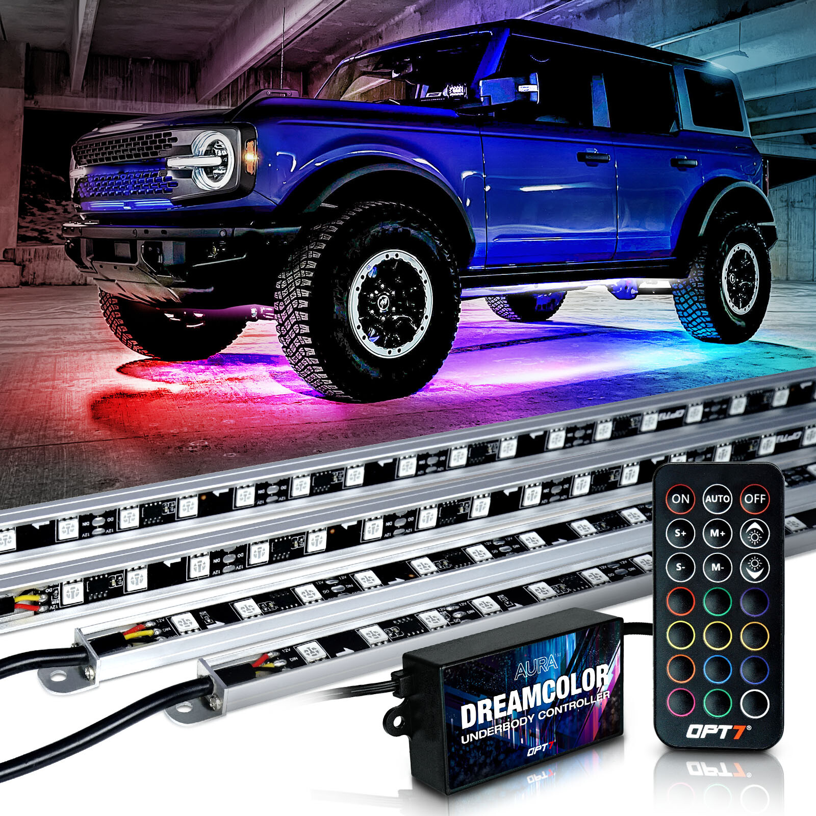 4PC RGB-IC Dream Color DreamColor Underglow LED Kit Car Neon Bar Light