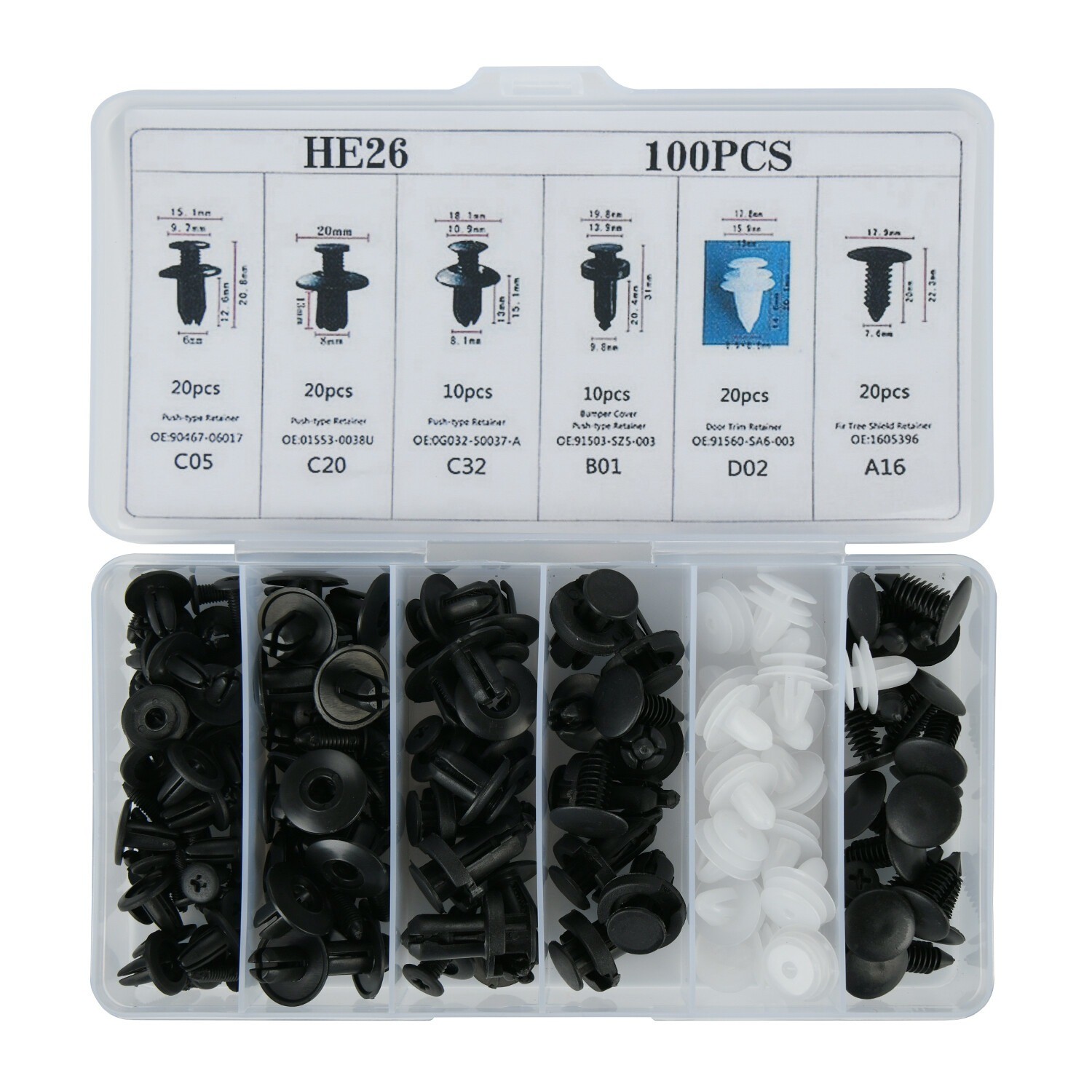 100Pcs Car Garage Body Trim Clips Universal Auto Rivet Fasteners Expansion Screw