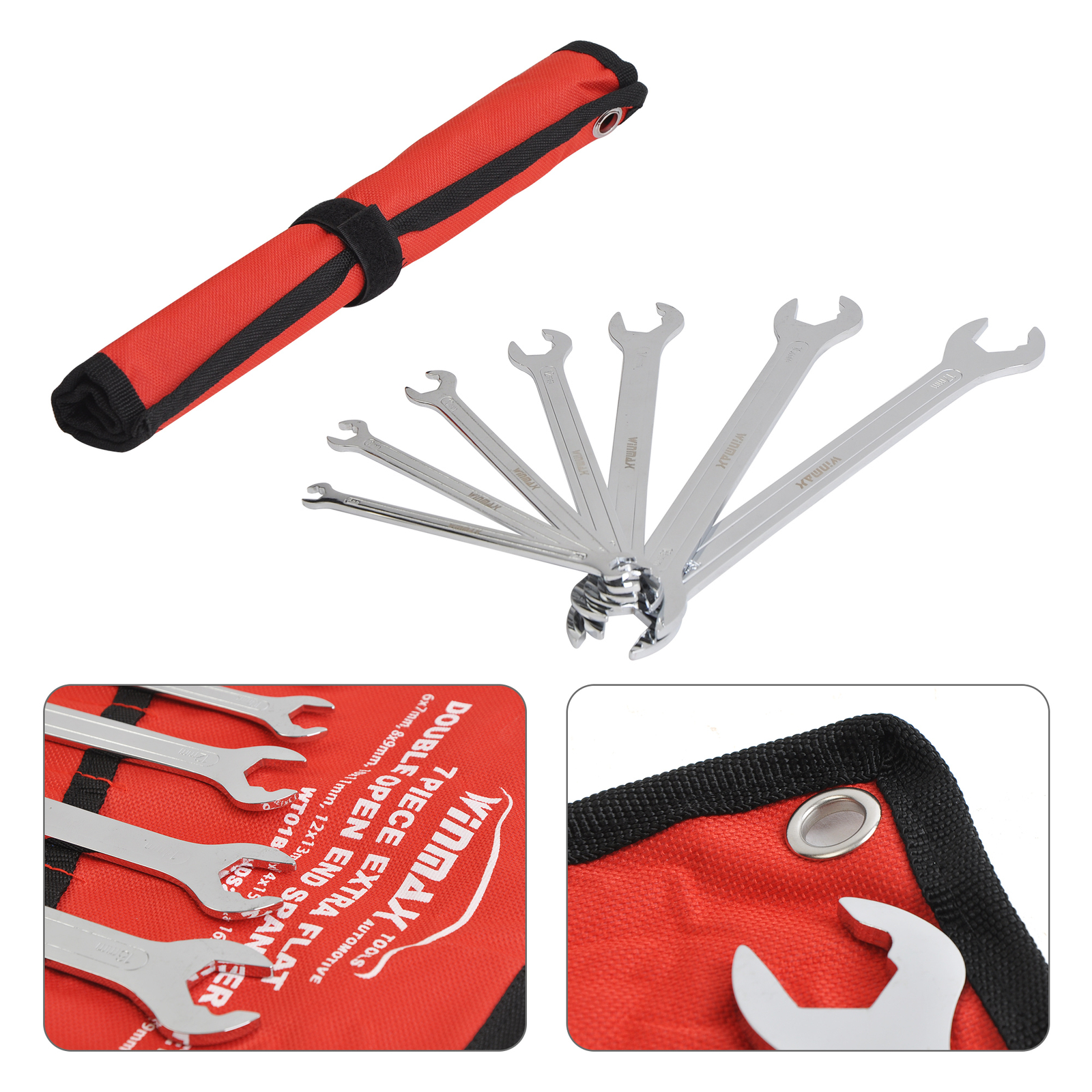 7pc Double Open End Wrench Set Flat Spanner Wrench Metric Ratcheting Combination