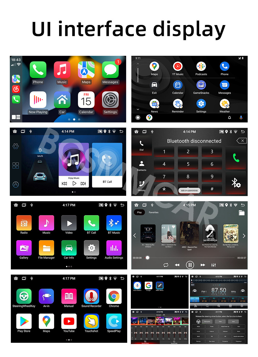 Stereo Radio 9in Car GPS Navigation Android 12 MP5 Player WIFI/FM/USB Head Unit