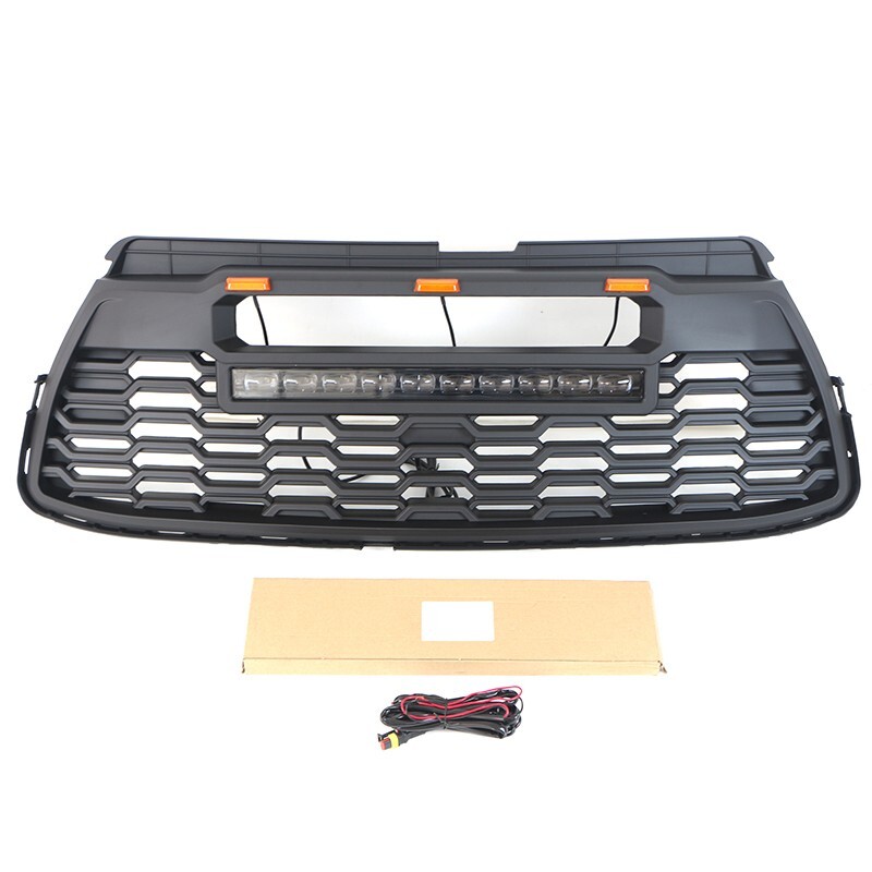 Black Front Grille Fits For Toyota Highlander 2014 2015 2016 Upper Grille W/ Led