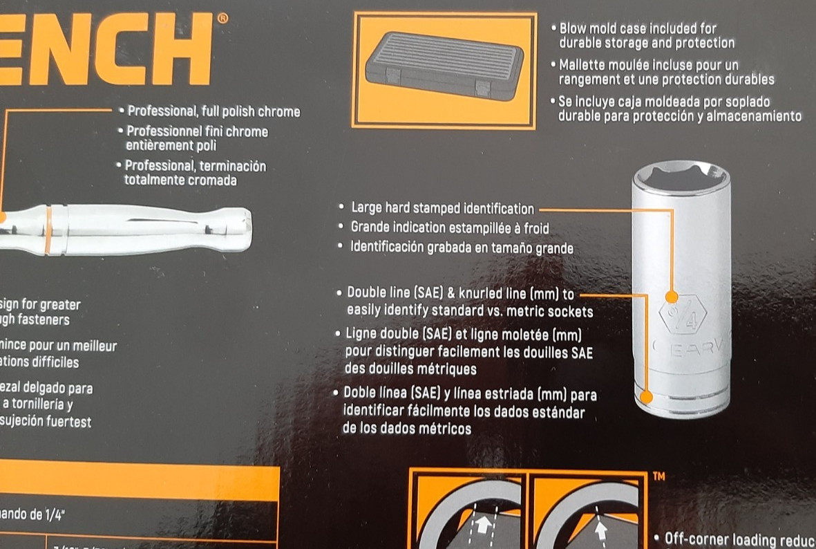 NEW GearWrench 1/4″ Drive Ratchet Socket Set Deep Shallow SAE 22 Piece 80325 6pt