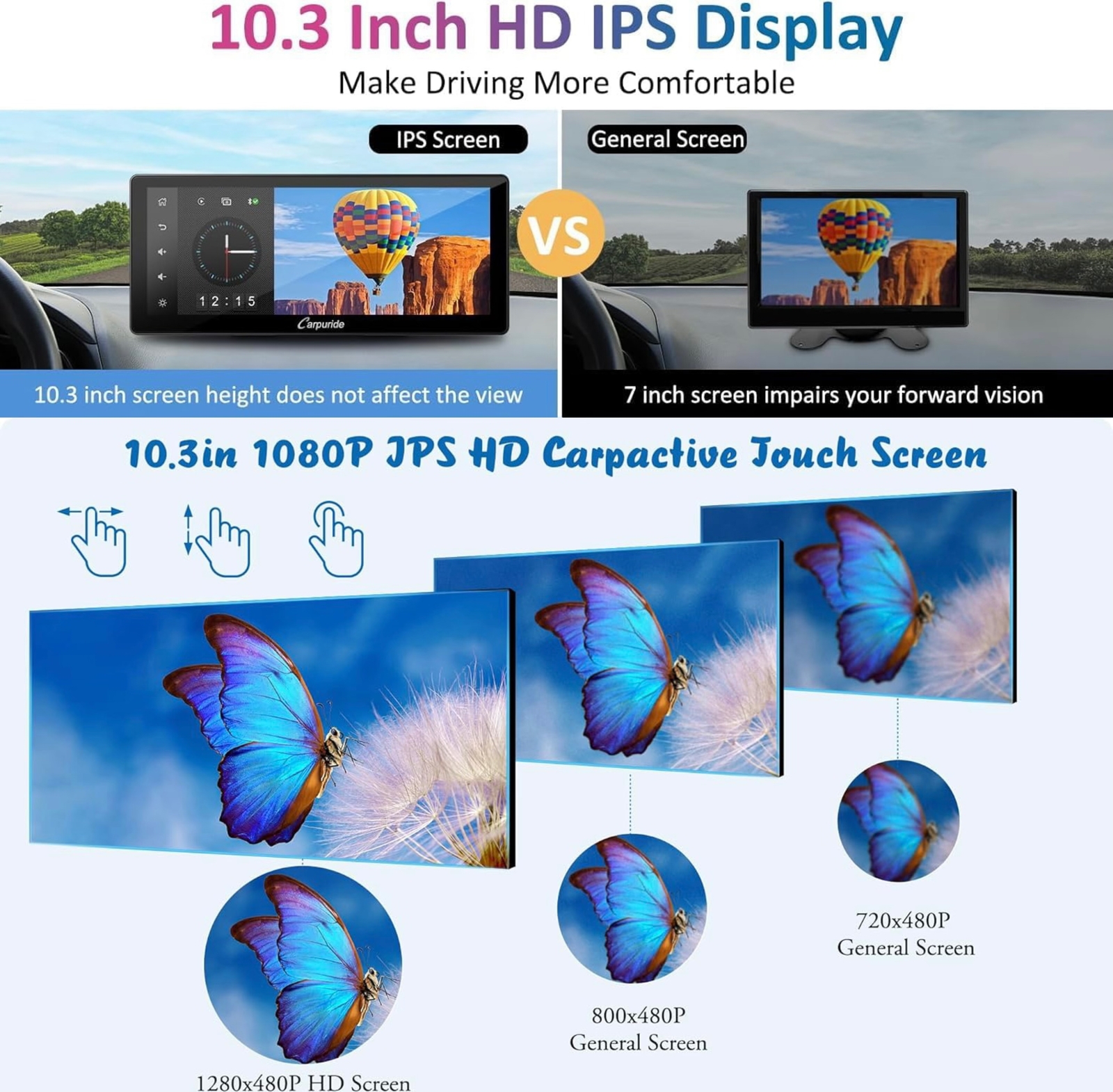 Carpuride W103Pro Wireless Carplay Android Auto Stereos Bluetooth Backup Camera