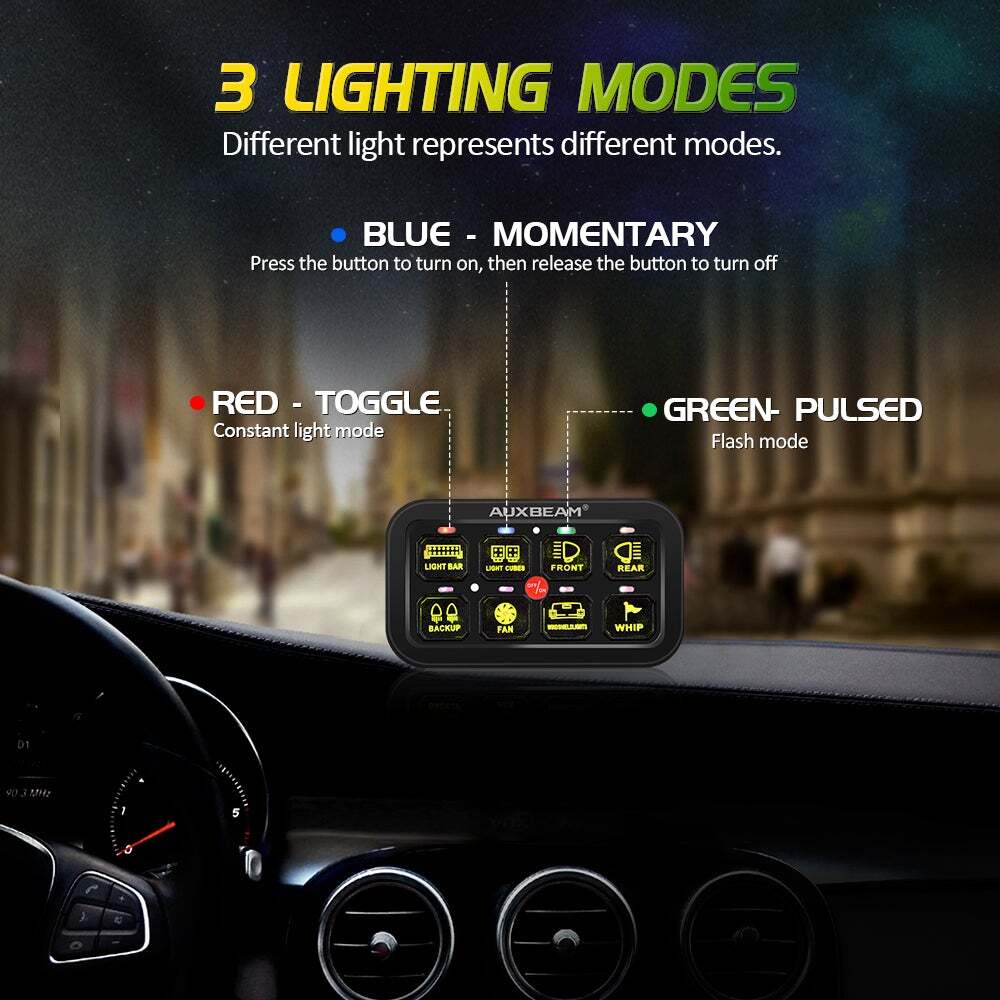 AUXBEAM AR-800 RGB Switch Panel & 47 Inch Extension Cable for Toyota 4Runner