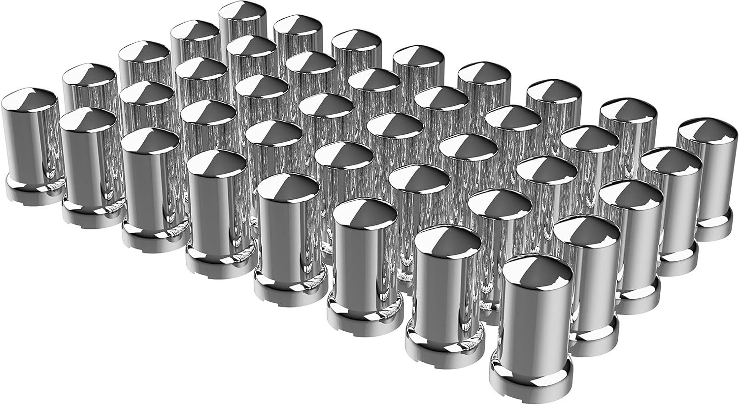 33mm Chrome ABS Plastic Lug Nut Covers Caps for Semi Truck (Pack of 40)