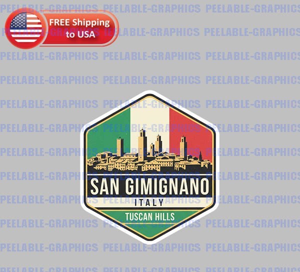San Gimignano Italy Country Souvenir Decal Sticker Travel Luggage A