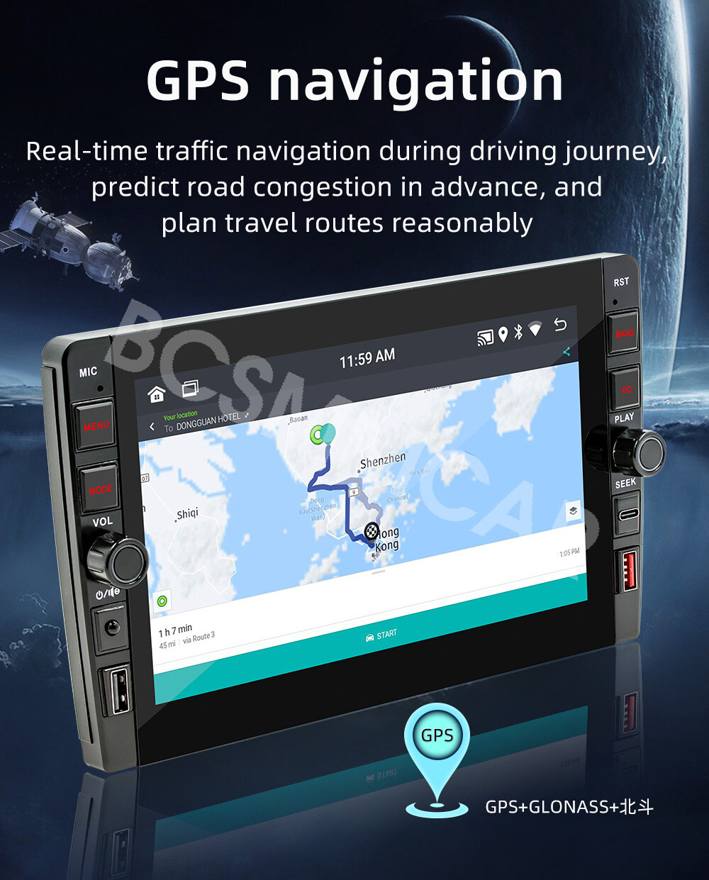 Stereo Radio 9in Car GPS Navigation Android 12 MP5 Player WIFI/FM/USB Head Unit