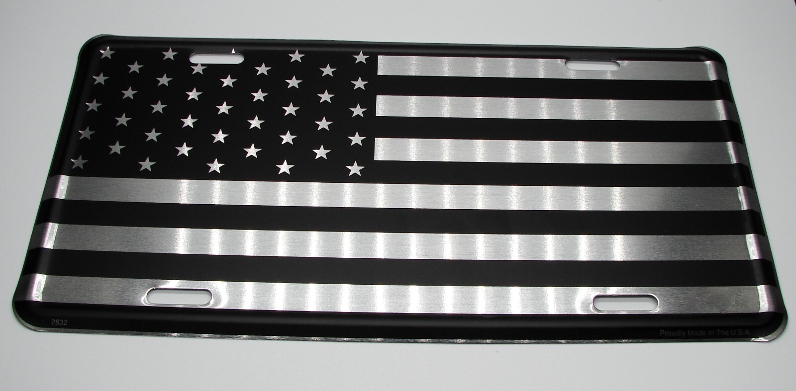 AMERICAN TACTICAL FLAG 3D EMBOSSED BRUSHED METAL CAR NOVELTY LICENSE PLATE TAG
