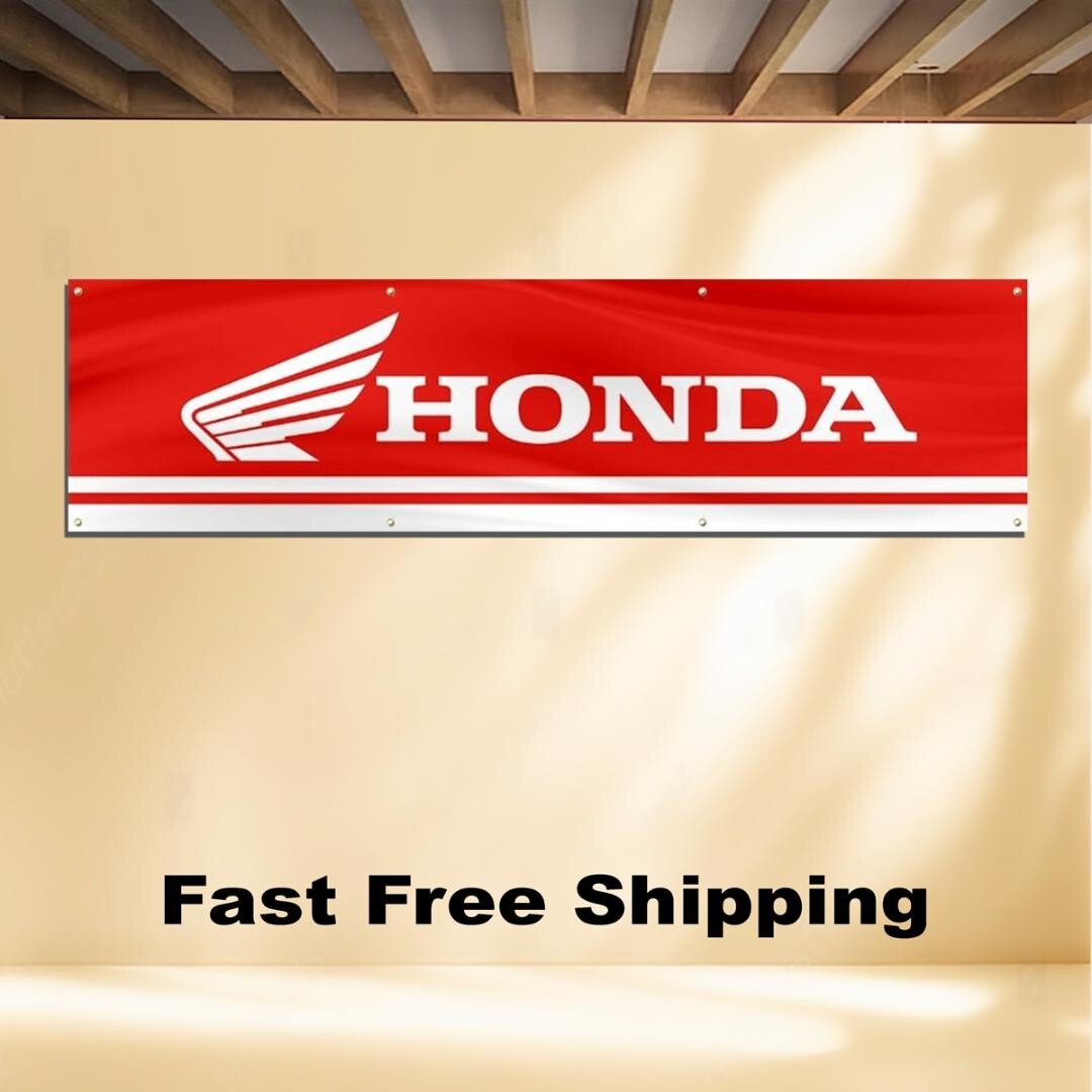 HONDA 2’X8′ BANNER FLAG MOTORCYLE RACING RED WING