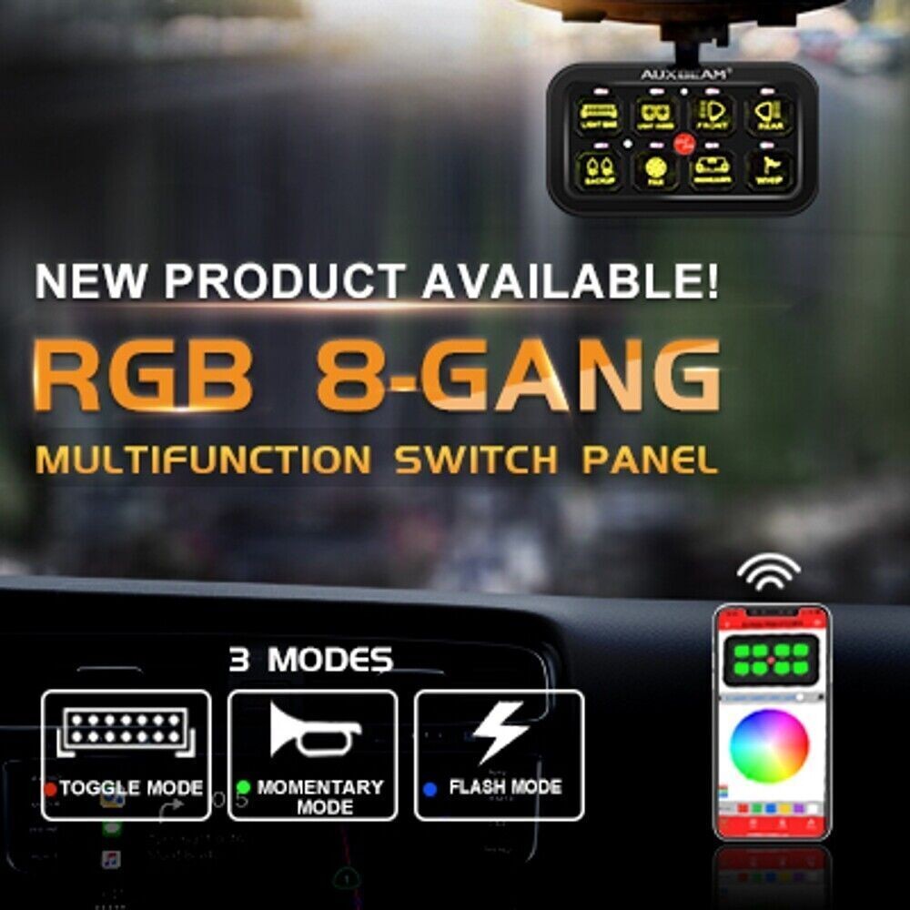 AUXBEAM AR-800 MULTIFUNCTION RGB SWITCH PANEL APP CONTROLLED FOR CAN-AM RZR XP