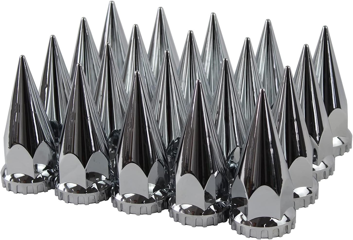 33mm Lug Nut Covers Chrome Thread-on Spiked ABS Plastic 20 Pack For Semi Truck