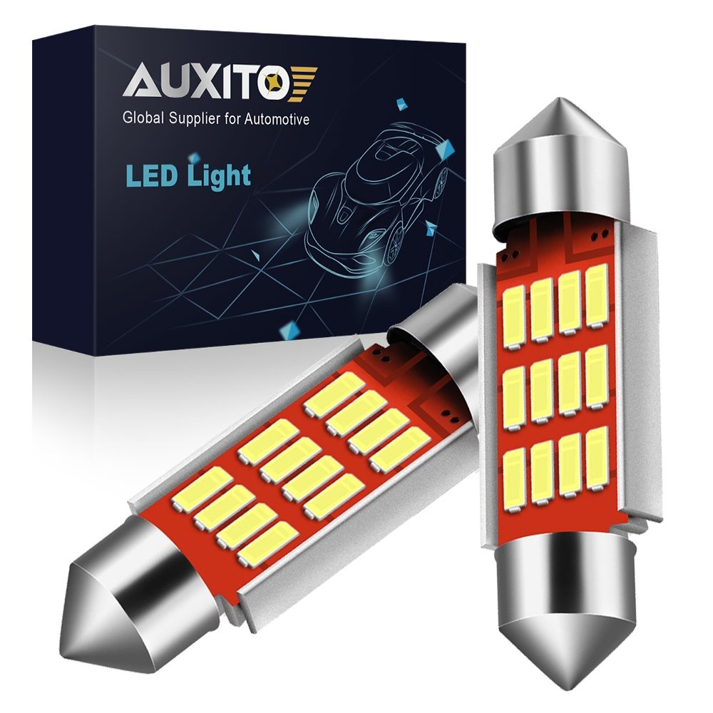 LED Side Marker Dome Map Trunk Light Bulb White 12SMD 4014 Chips 36MM 6000K Pair