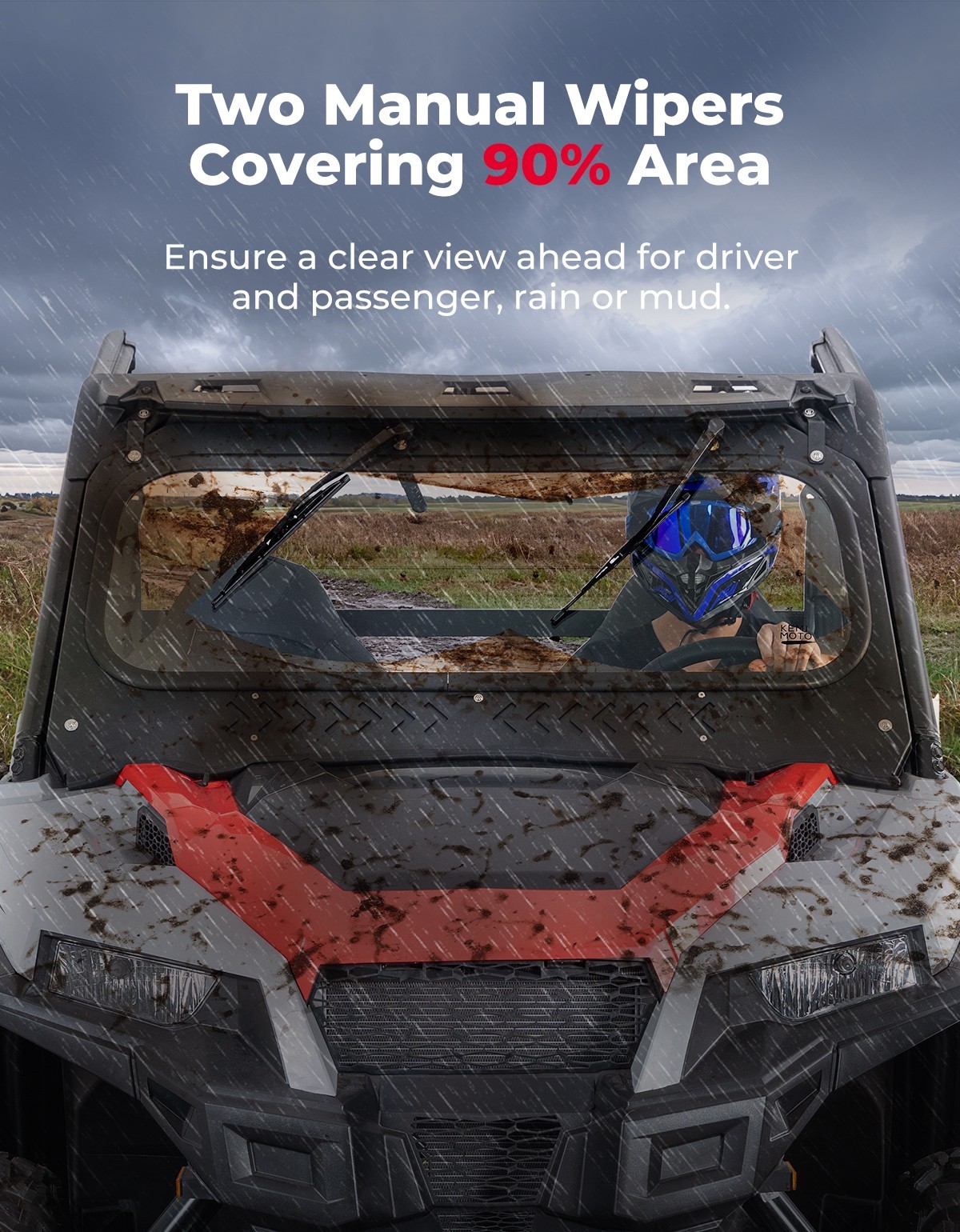 UTV Glass Windshield W/ Vents+ Dual Manual Wipers for Polaris General XP 1000 4