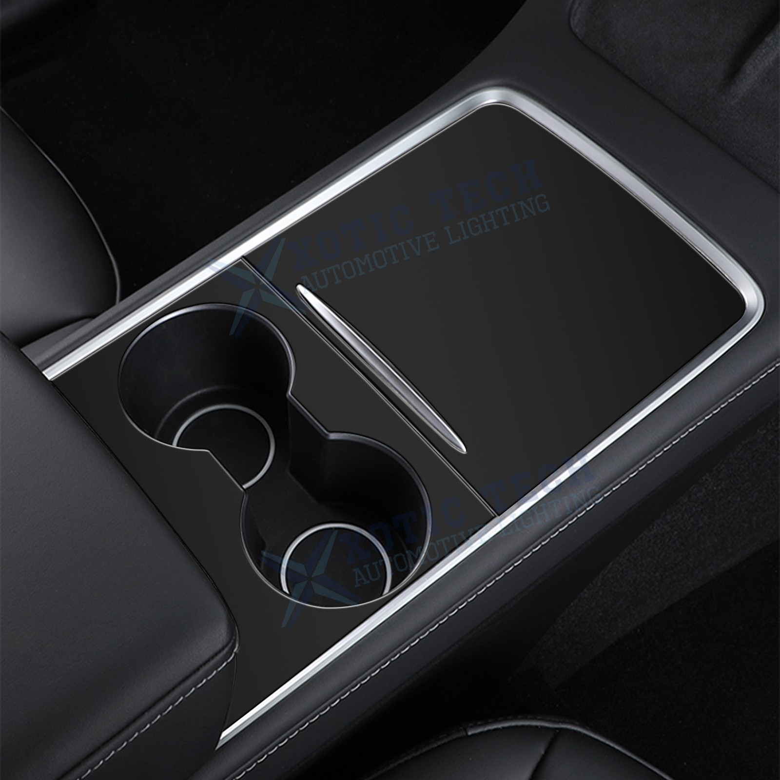 Steel+ABS Matte Black Center Console Cover For Tesla Model 3 2021-23 & Y 2021-up