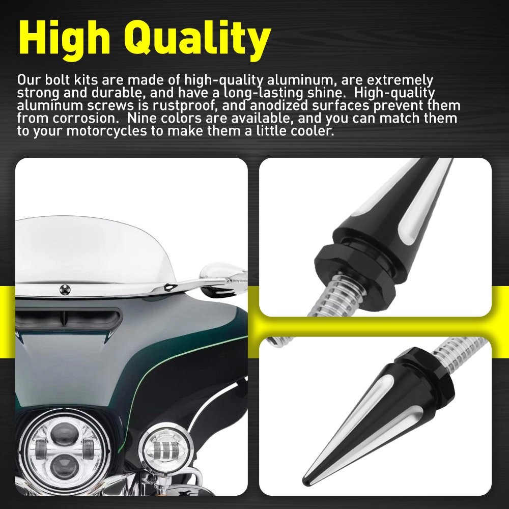 Black+White Spike Windscreen Windshield Screws For Harley Touring 1996-13 3-30X