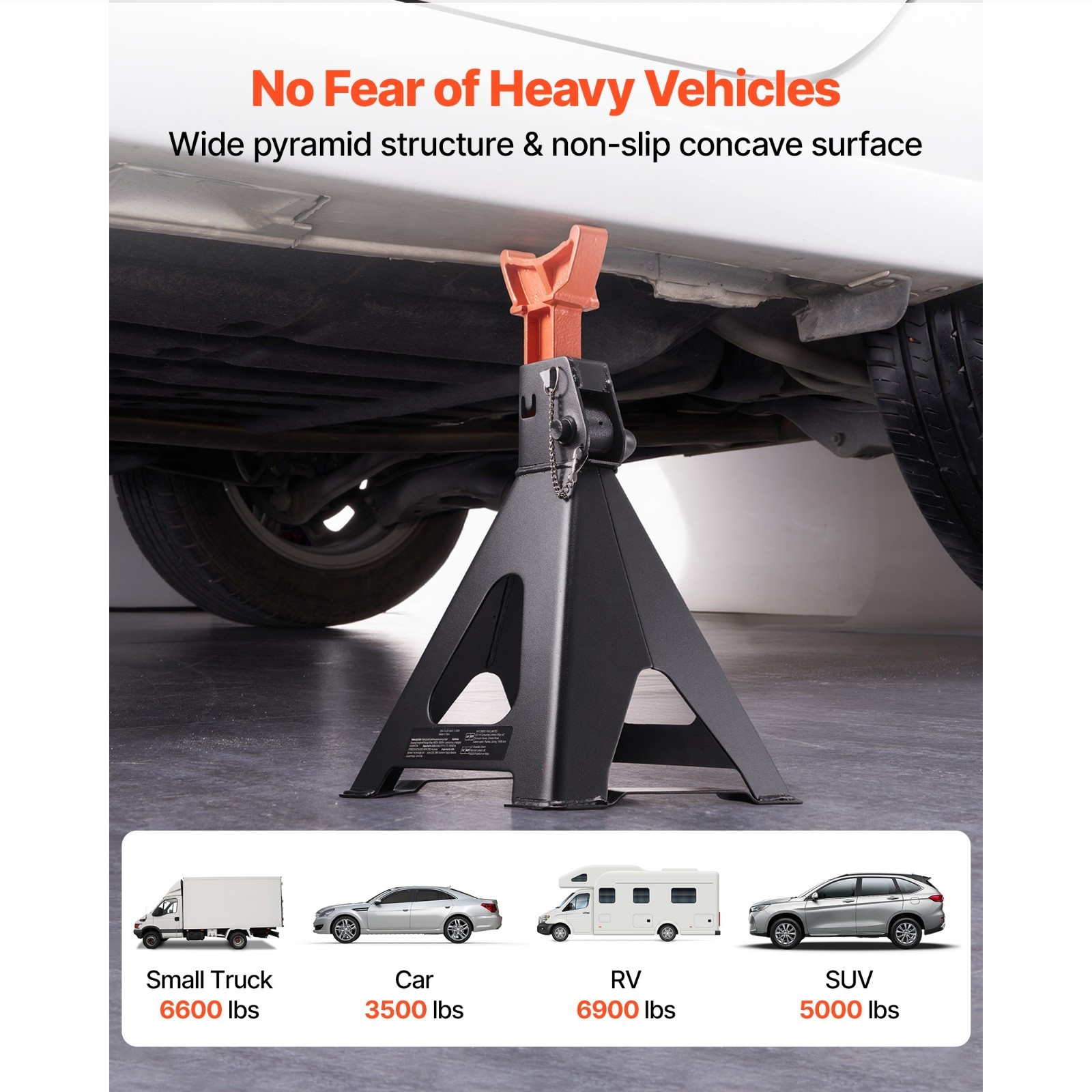 KFFKFF 6 Ton Jack Stands, Adjustable Heavy Duty Steel, 1 Pair