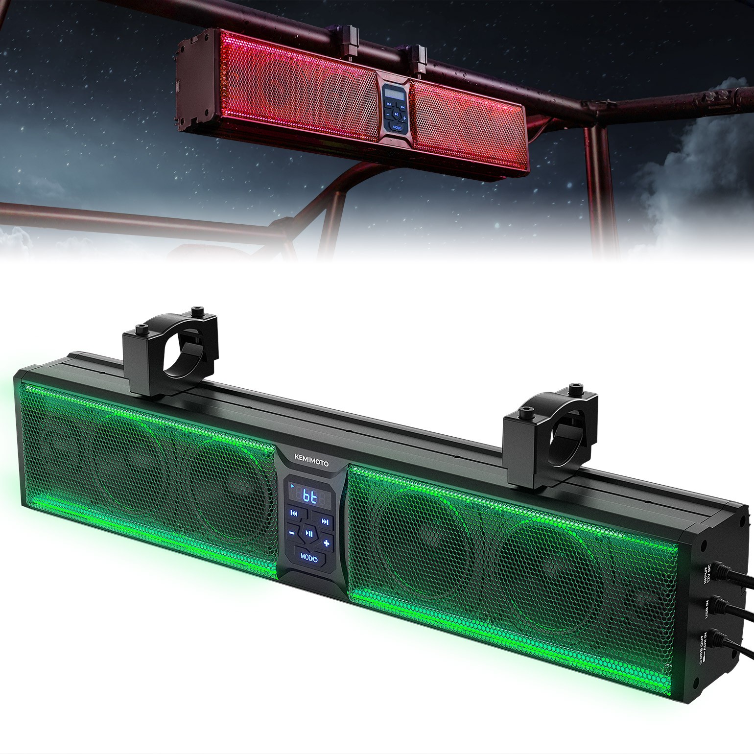 26” RGB Multicolor UTV Sound Bar Bluetooth Speaker System for Polaris RZR X3