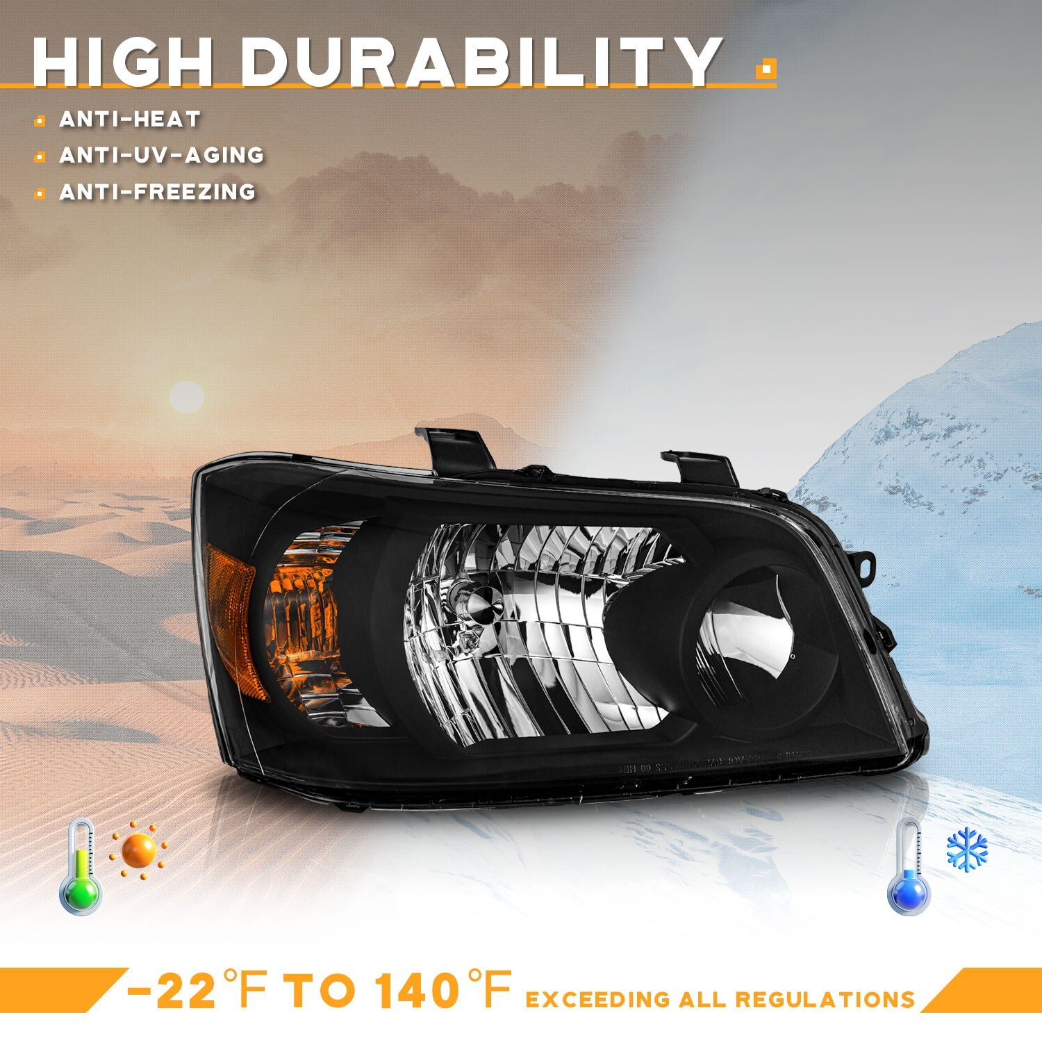 WEELMOTO Pair Headlights For 2004-2006 Toyota Highlander Driver and Passenger