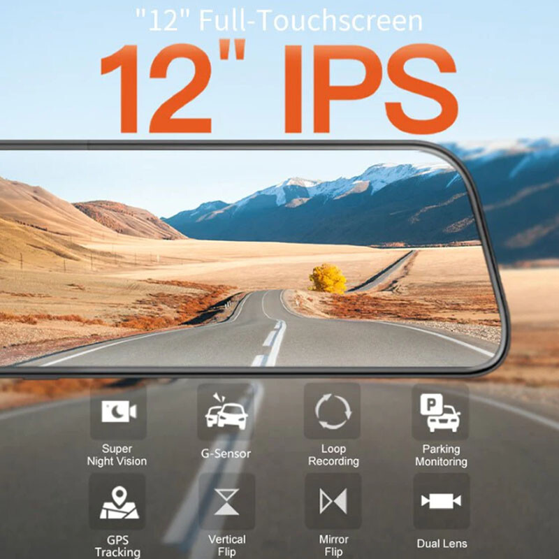 12″ Rearview Mirror Car DVR Dual Dash Cam G840S Camera Front Rear Video Recorder