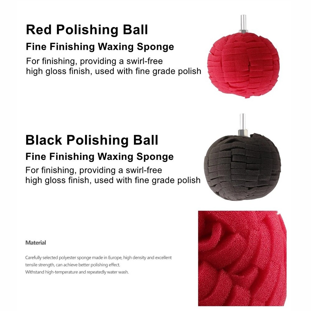 4″ Foam Drill Polishing Cone Ball Pads Kit Car Hub Waxing Buffing Wheel Polisher