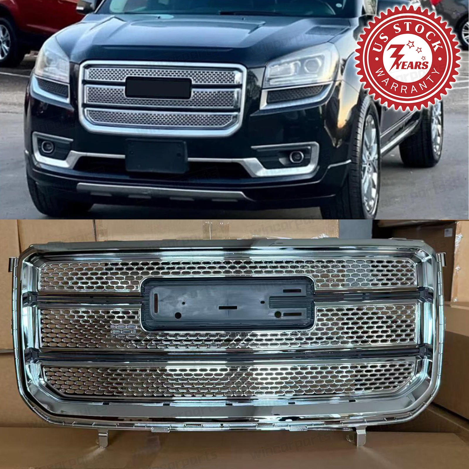 Chrome Front Bumper Upper Grille Assembly Denali Fit For 2013-2016 GMC Acadia