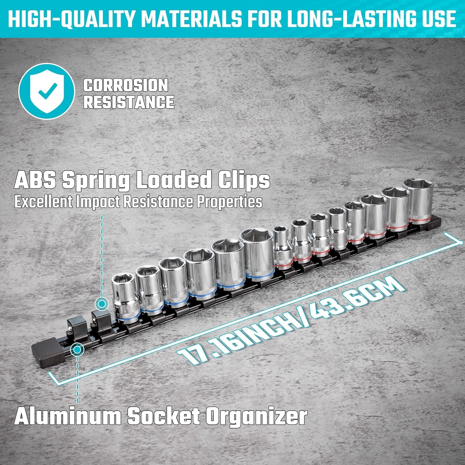 Socket Organizer, 1/2-Inch Aluminum Alloy Socket Holder