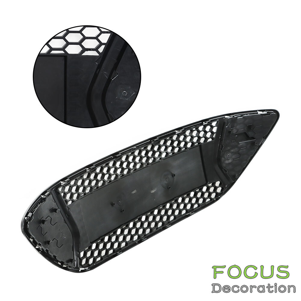 For 2013 14 Ford Focus Front Upper Bumper Grille Glossy Black Grill ABS Plastic