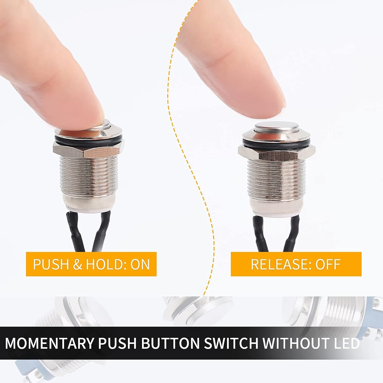 5pcs IP65 Waterproof 12mm Momentary Push Button Switch, Stainless Steel Shell