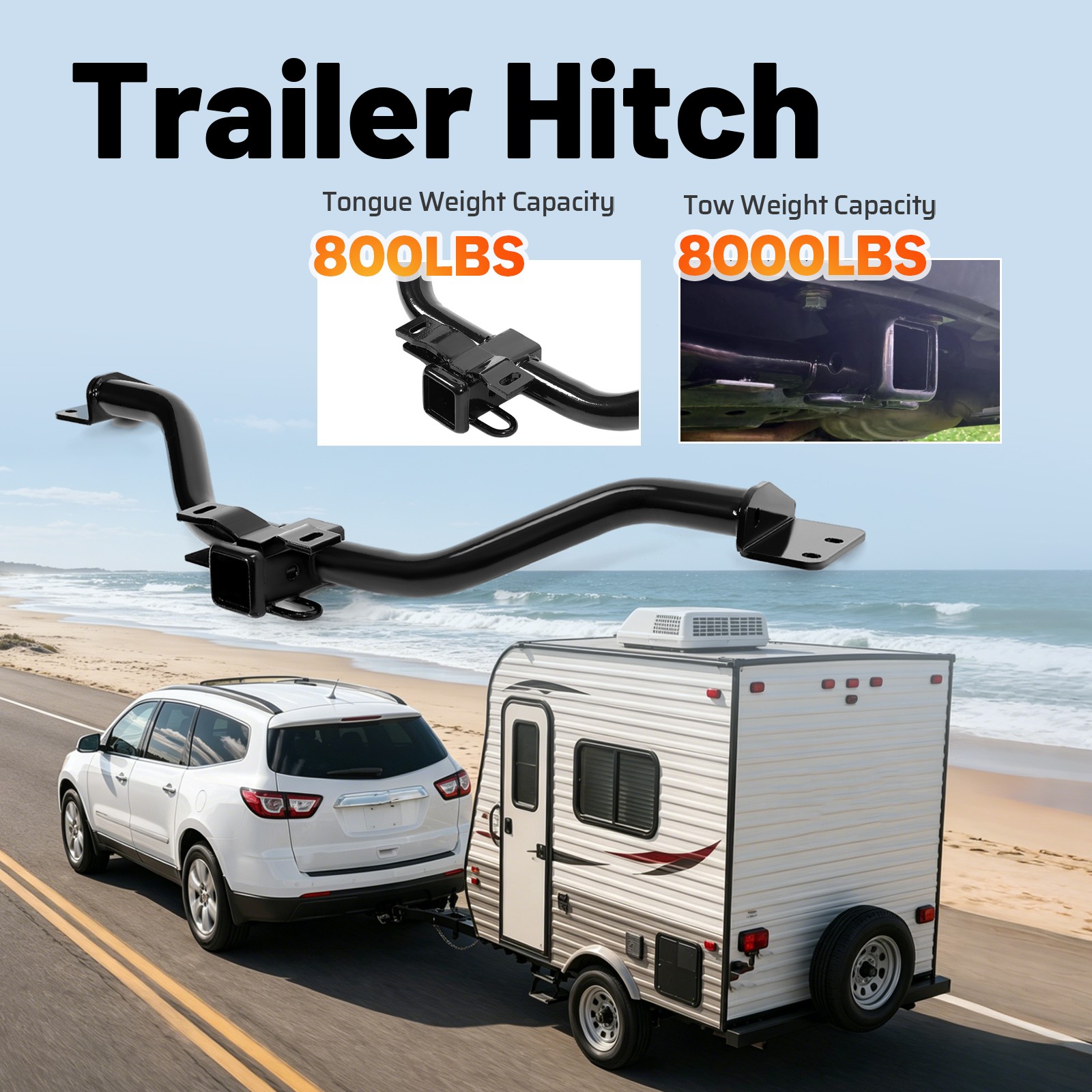 Trailer Tow Hitch For 07-17 GMC Acadia 09-18 Chevy Traverse Class 3 2″ Receiver