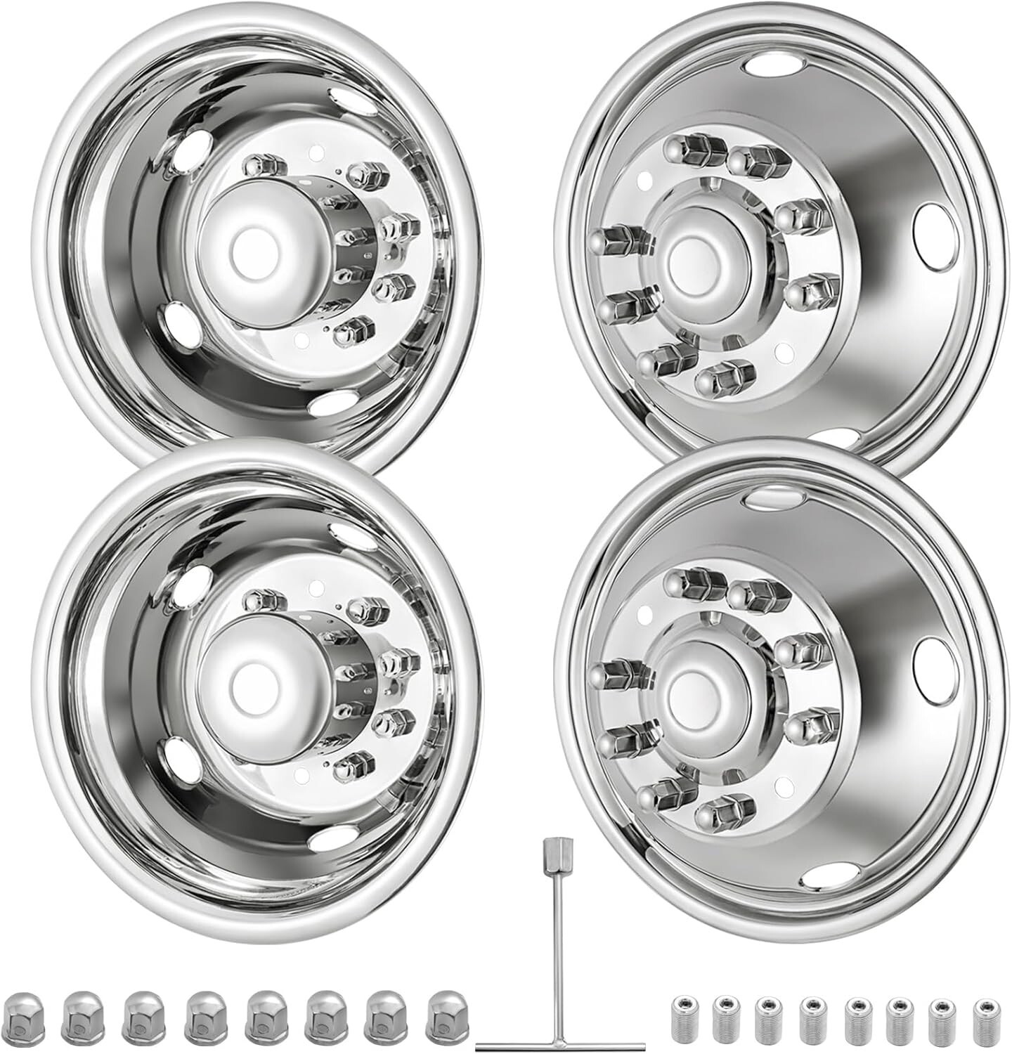 4 New 05-21 Ford F450 F550 19.5″ 10 Lugs Dually Wheel Simulators Dual Rim Liners