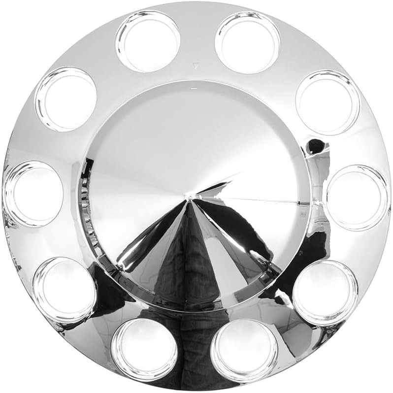 Chrome Front Axle Covers Thread-on 33mm Lug Nut Hub Caps for Semi Trucks Spiked
